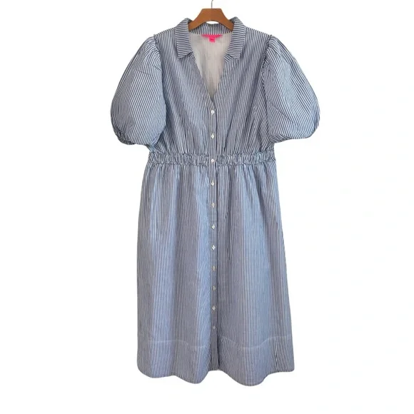 LILLY PULITZER Tassie Midi Dress Blue Style 013136 SZ 16 - Picture 2 of 15